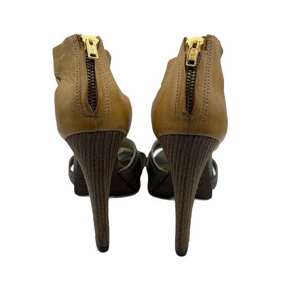 Elizabeth and James Platform Leather Colorblock Pattern Pumps Vero Cuoio 7B - Picture 3 of 12